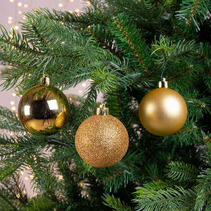 Decoris - Christbaumkugeln Bruchfest 6cm Gold-Mix 10 Stück