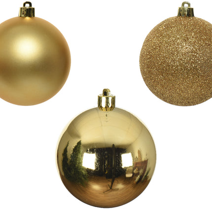 Decoris - Christbaumkugeln Bruchfest 6cm Gold-Mix 10 Stück