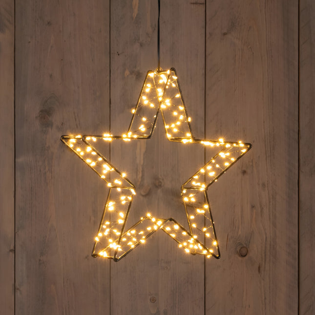 LED-Stern 20x20x4cm, warmweiße LED, Netzbetrieb, zum Stellen oder Hängen, Weihnachtsbeleuchtung