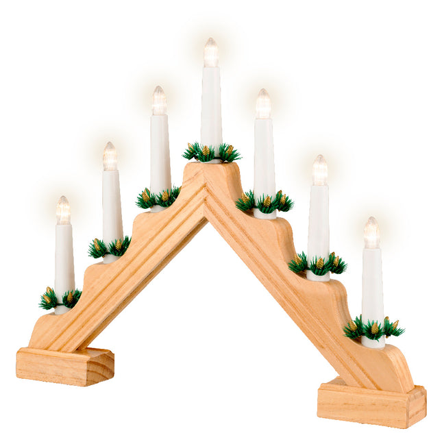 Lumineo - LED Fensterleuchter Holz braun 40cm Timer