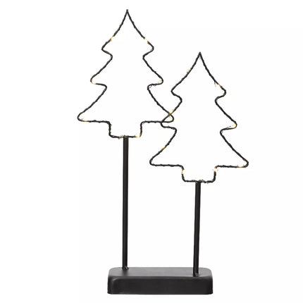 Lumineo - LED Dekoration Tannebäume auf Ständer Metall Timer 36cm