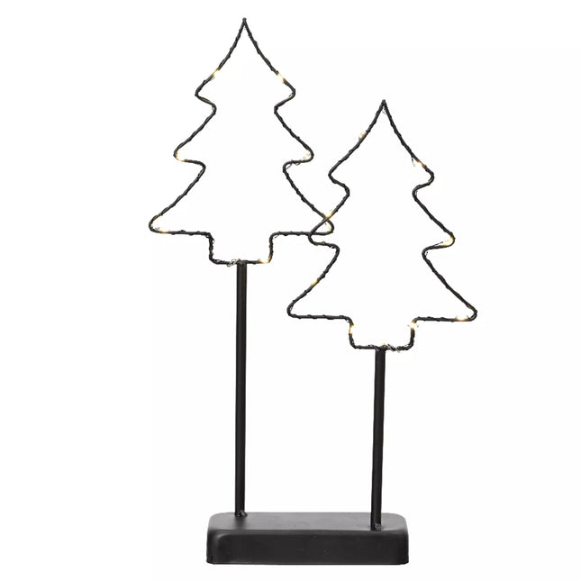 Lumineo - LED Dekoration Tannebäume auf Ständer Metall Timer 36cm