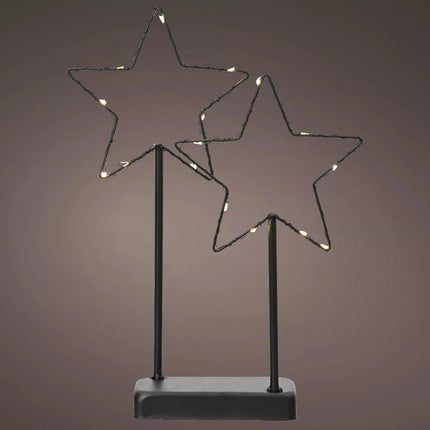 Lumineo - LED Dekoration Sterne auf Ständer Metall Timer 34cm