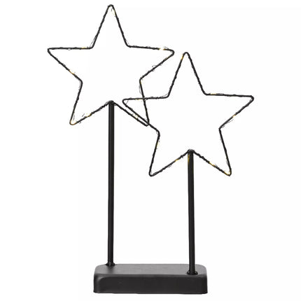 Lumineo - LED Dekoration Sterne auf Ständer Metall Timer 34cm