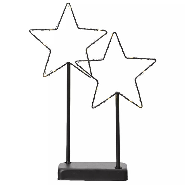 Lumineo - LED Dekoration Sterne auf Ständer Metall Timer 34cm