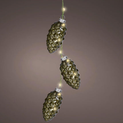 Lumineo - LED Lichterkette "Tannenzapfen" grün