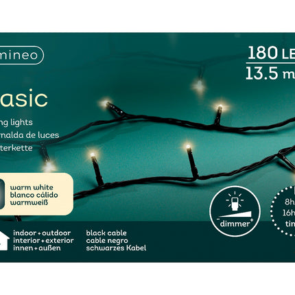 Lumineo - LED Basic Lichterkette 180 LED 13,5m Warmweiß