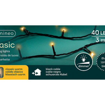 Lumineo - LED Basic Lichterkette 40 LED 3m Klassisch Warm