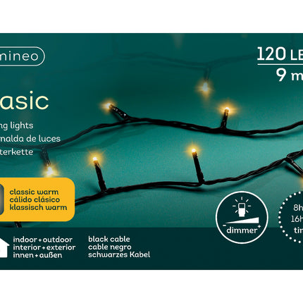 Lumineo - LED Basic Lichterkette 120 LED 9m Klassisch Warm