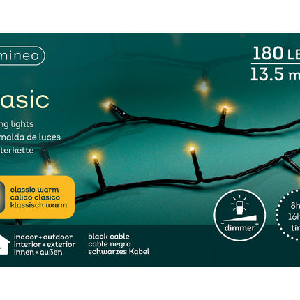 Lumineo - LED Basic Lichterkette 180 LED 13,5m Klassisch Warm