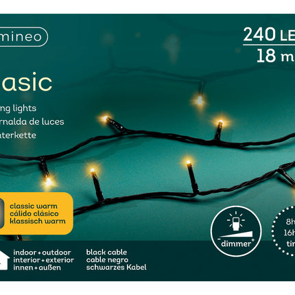 Lumineo - LED Basic Lichterkette 240 LED 18m Klassisch Warm