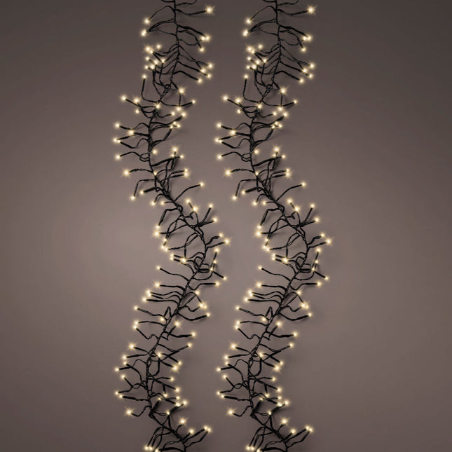 Koopman - LED Cluster Lichterkette 200 LED 4m Warmweiß Batteriebetrieb 8 Funktionen
