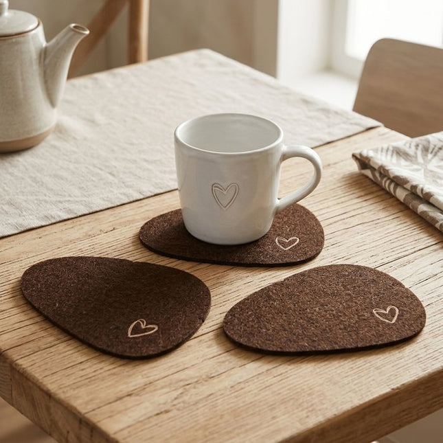 Boltze Home Untersetzer Set aus Filz, braun, 15x11cm