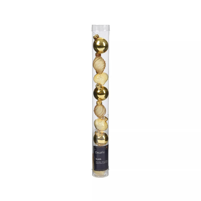 Decoris - Christbaumkugeln Ornament Glas Mix ca. 3,5cm Gold-Mix 9 Stück