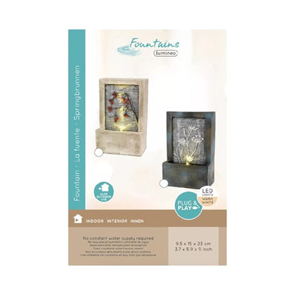 Zimmerbrunnen LED, Wasserwand beige 23x9,5x15cm Netzbetrieb Polyresin