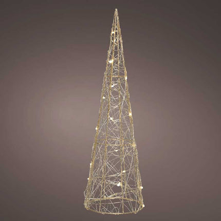 Lumineo - LED Kegel Metall roségold 20 LED 40cm Batteriebetrieb Timer