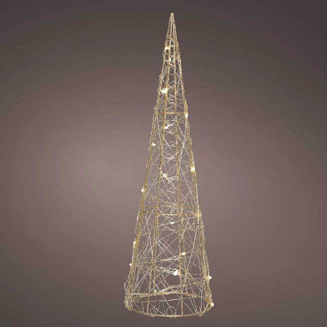 Lumineo - LED Kegel Metall roségold 20 LED 40cm Batteriebetrieb Timer