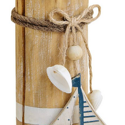 Teelichthalter Maritim weiß-blau aus Holz, Metall, Glas Braun (B/H/T) 6x20x6cm