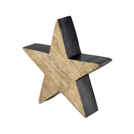 Holz Stern 15x15x3,5cm Natur/Schwarz