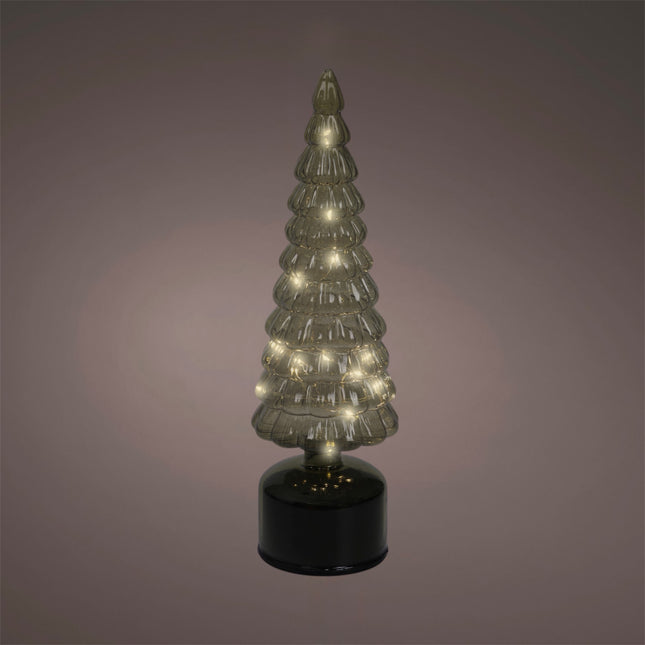 Lumineo - LED Tannebaum Ornament (rotierend) aus Glas 34cm