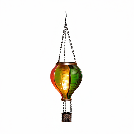 LED Solar Ballon Heißluftballon bunt 11x36cm mit Flammeneffekt