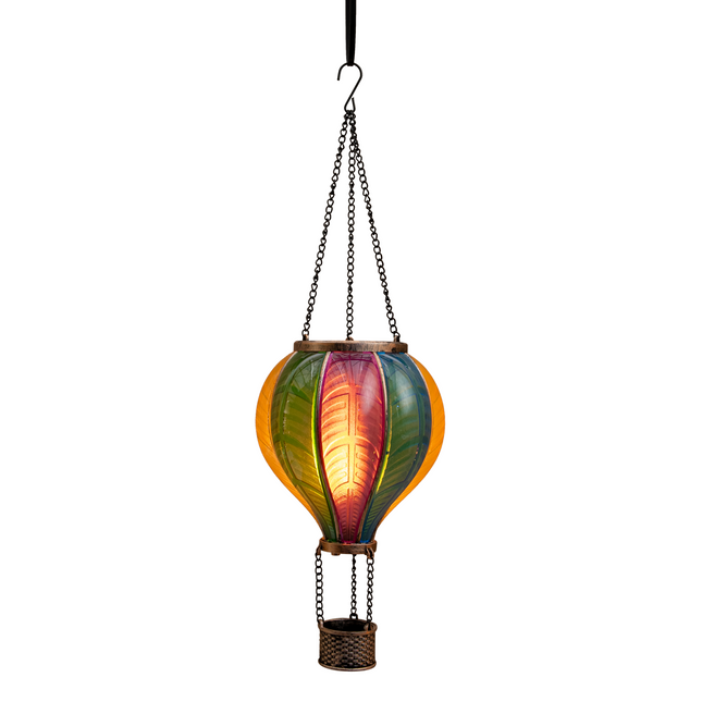 LED Solar Ballon Heißluftballon bunt 14x45cm mit Flammeneffekt