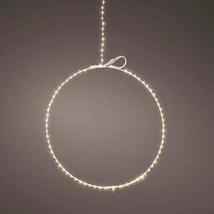 Lumineo - LED Ring Metall silber 165 LED 58cm Netzbetrieb Warmweiß