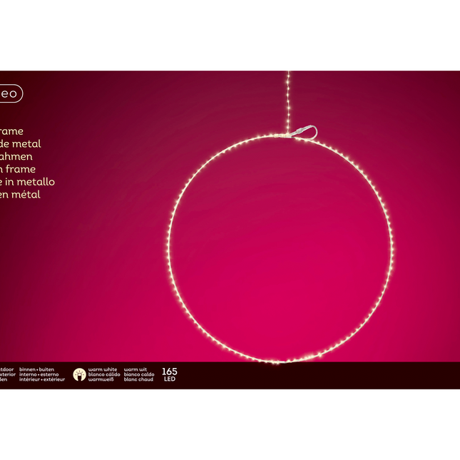 Lumineo - LED Ring Metall silber 165 LED 58cm Netzbetrieb Warmweiß