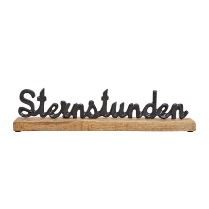 Schriftzug "Sternstunden" auf Mangoholzsockel