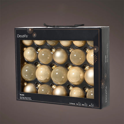 Decoris - Kugelset Beige-Mix 21 Stück 5-7cm