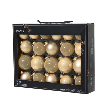 Decoris - Kugelset Beige-Mix 21 Stück 5-7cm