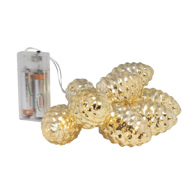 Svenska Living - LED Lichterkette Tannenzapfen gold 10LED Batteriebetrieb