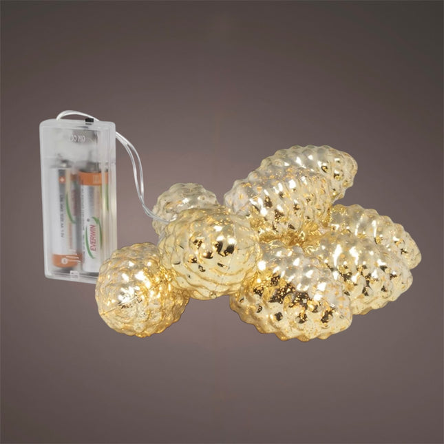 Svenska Living - LED Lichterkette Tannenzapfen gold 10LED Batteriebetrieb