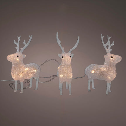 Svenska Living - LED Rentiere 3er Set Acryl warmweiß mit Timer