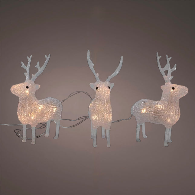 Svenska Living - LED Rentiere 3er Set Acryl warmweiß mit Timer