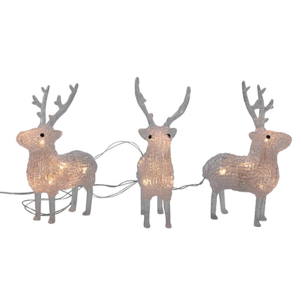 Svenska Living - LED Rentiere 3er Set Acryl warmweiß mit Timer