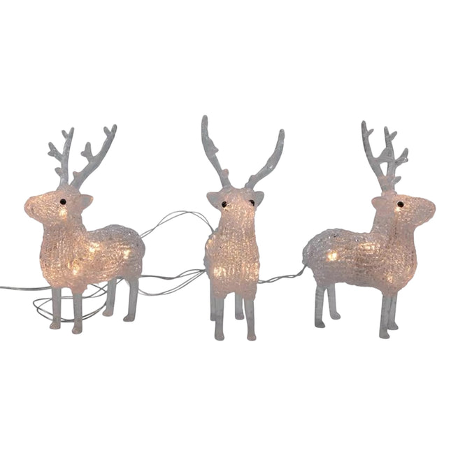 Svenska Living - LED Rentiere 3er Set Acryl warmweiß mit Timer