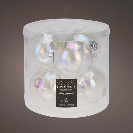 Koopman - Christbaumkugeln Transparent irisierend 8cm 6 Stück