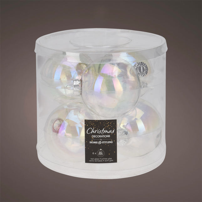 Koopman - Christbaumkugeln Transparent irisierend 8cm 6 Stück