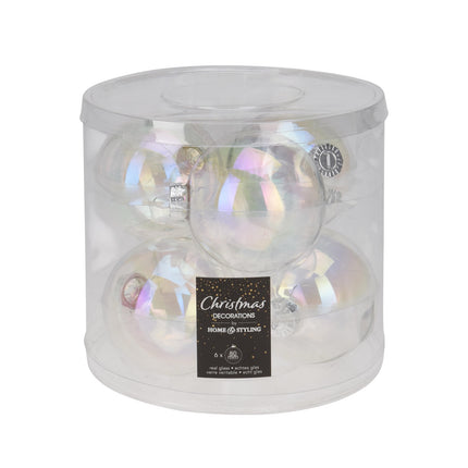 Koopman - Christbaumkugeln Transparent irisierend 8cm 6 Stück