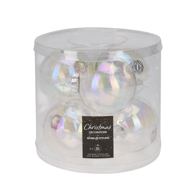 Koopman - Christbaumkugeln Transparent irisierend 8cm 6 Stück