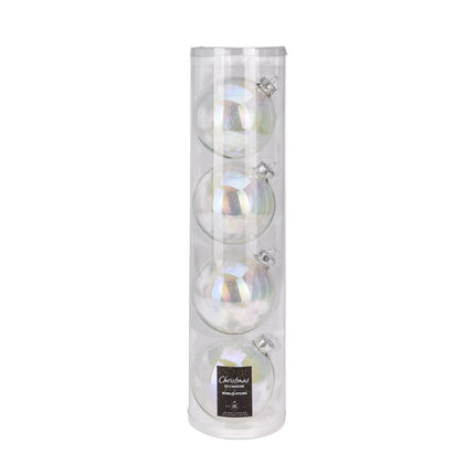 Koopman - Christbaumkugeln Transparent irisierend 10cm 4 Stück