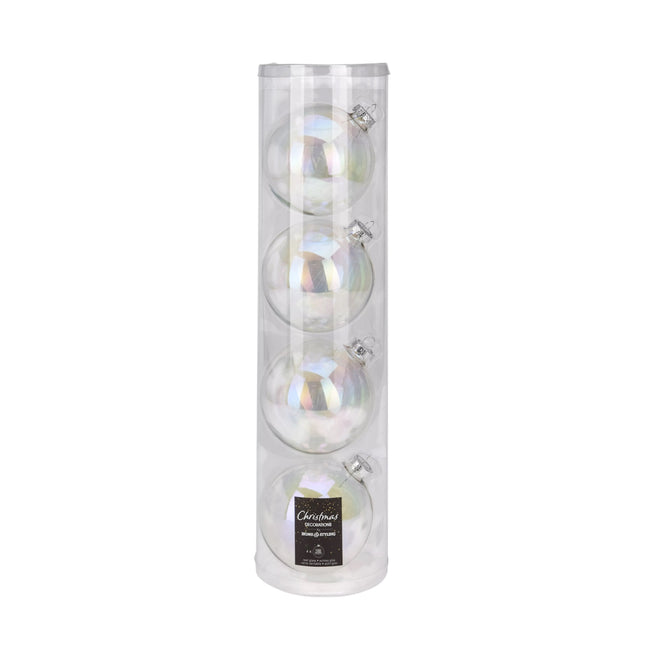 Koopman - Christbaumkugeln Transparent irisierend 10cm 4 Stück