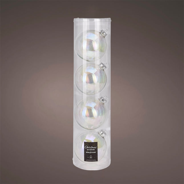 Koopman - Christbaumkugeln Transparent irisierend 10cm 4 Stück