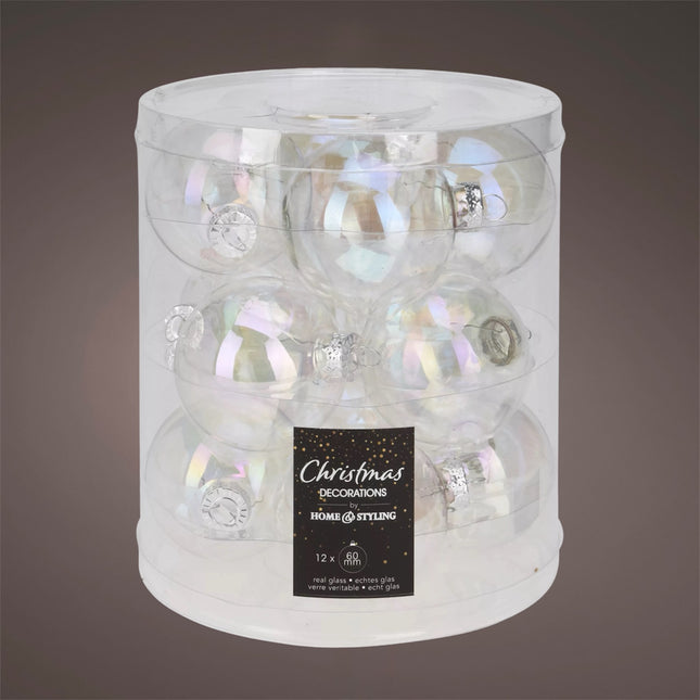Koopman - Christbaumkugeln Transparent irisierend 6cm 12 Stück