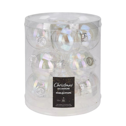 Koopman - Christbaumkugeln Transparent irisierend 6cm 12 Stück