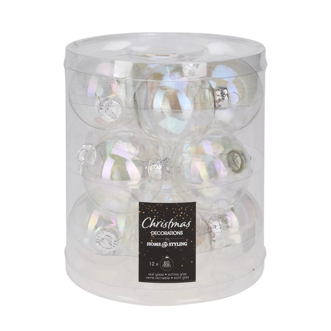 Koopman - Christbaumkugeln Transparent irisierend 6cm 12 Stück