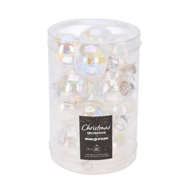 Koopman - Christbaumkugeln Transparent irisierend 3,5cm 16 Stück
