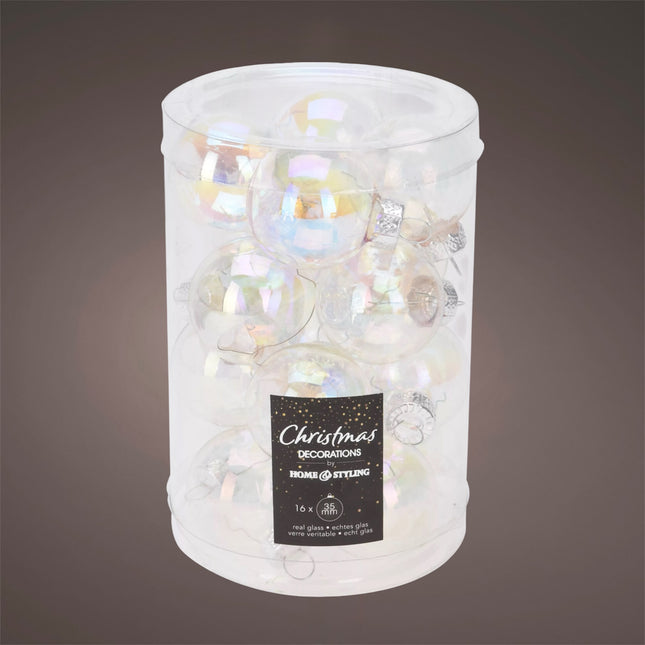 Koopman - Christbaumkugeln Transparent irisierend 3,5cm 16 Stück