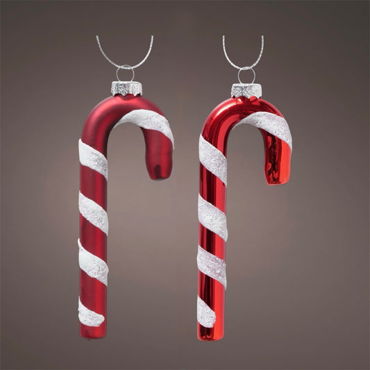Boltze - Christbaumkugeln Hänger "Zuckerstange" Candy Cane 12cm Glas ver. Varianten